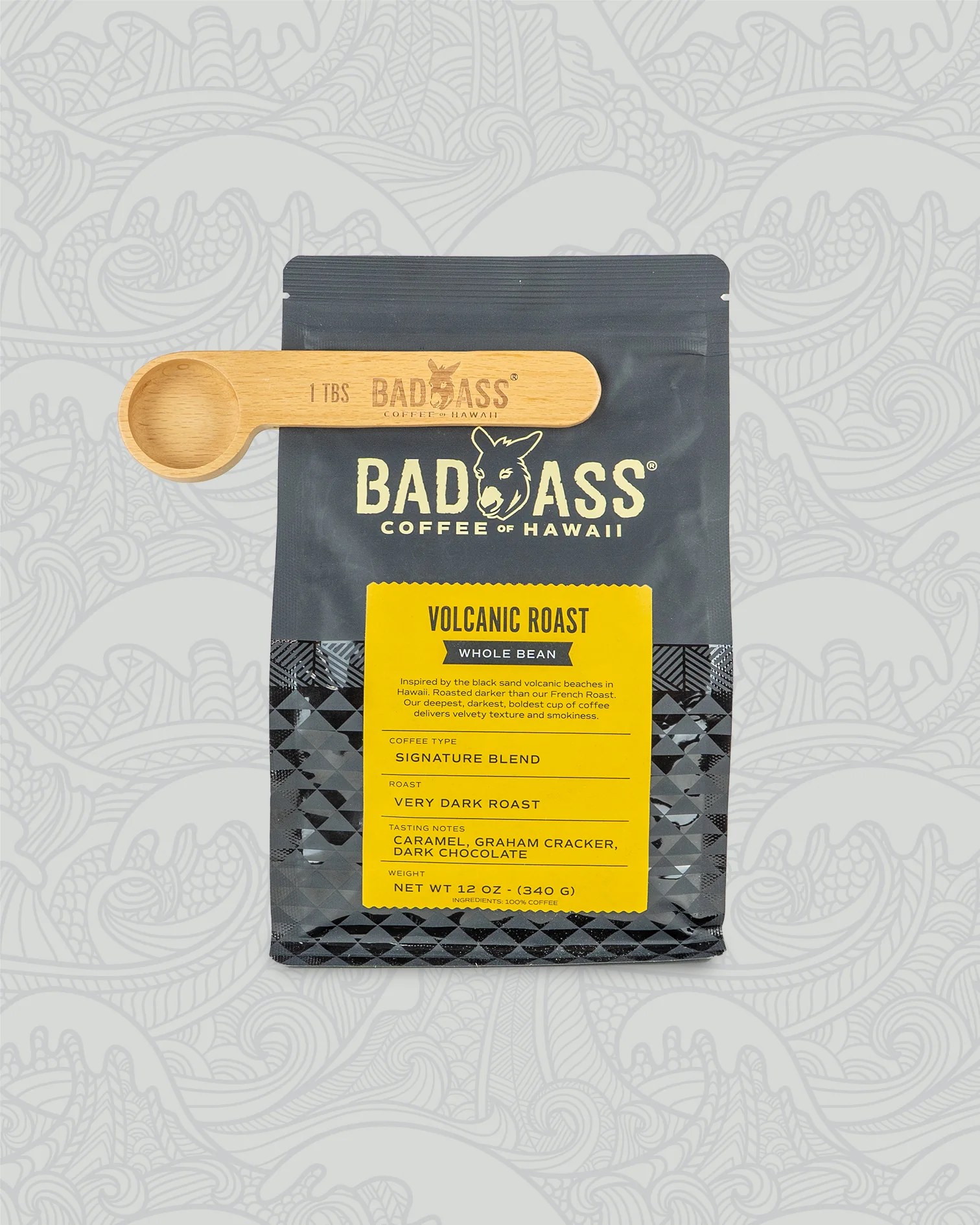 Bad Ass Coffee of Hawaii Wooden Scoop & Clip - Image 2